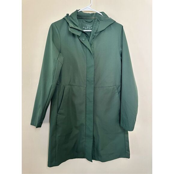 Tokyo Life Hunter Green Trench Hooded Jacket Size Large - Picture 2 of 6